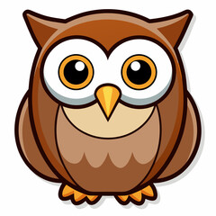 owl, bird, animal, cartoon, vector, illustration, cute, nature, brown, drawing, wise, feather, art, icon, wild, wildlife, design, night, halloween, eyes, beak, character, fun, branch, symbol