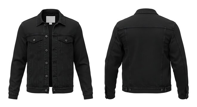 Black denim jacket front and back