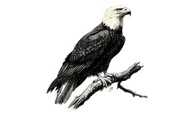 Vintage Eagle Sketch, Hand-etched Ornithology Art, Monochrome Bird Print, Black Eagle Illustration, Old Engraving Style, Wildlife Wall Decor, Scientific Art, Antique Eagle Drawing