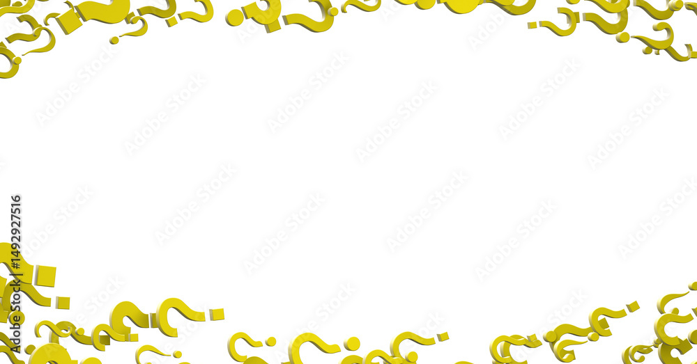 Poster Colored question marks background. 3D Rendering..