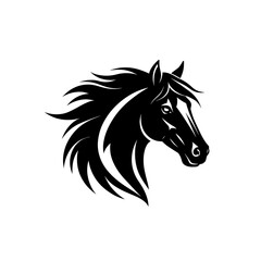 Stylized horse head logos in black and green.