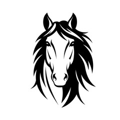 Fototapeta premium Stylized horse head logos in black and green.