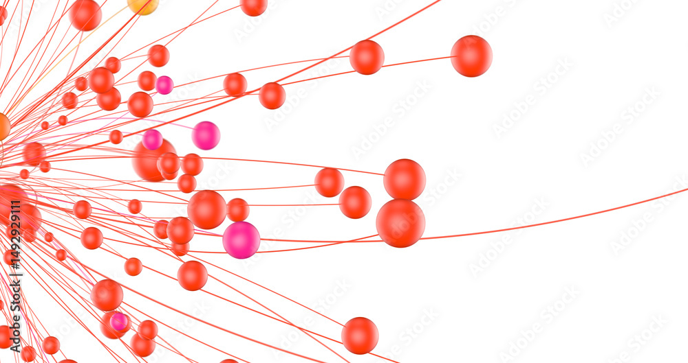 Aufkleber Big data visualization. Network connection structure with chaotic distribution of points and lines. 3D rendering.