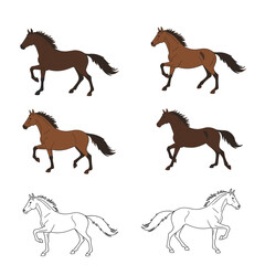 Obraz premium Varied horse head designs featuring bold lines.