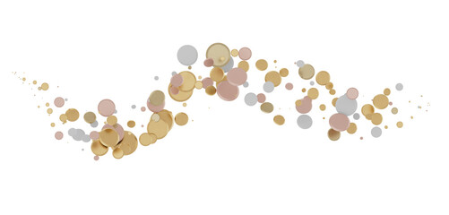 Gilded Festivity: Brilliant 3D Illustration Showcasing a Shower of gold Confetti