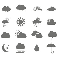 icons set of clouds different forms,  style and colors 