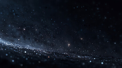 Glowing Dust Particles in Dark Ambient Light with Shimmering Bokeh Background – ai