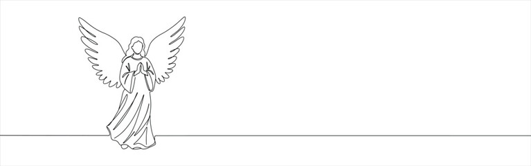 Angel continuous one line drawing. Hand drawn biblical angel.