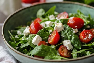 Spinach salad with feta and tomatoes