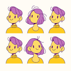 Illustration of People: A collection of six charming and stylized illustrations, each depicting a unique person. The warm color palette and simple lines create a friendly and inviting aesthetic.