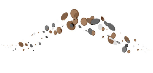 Multicolor confetti abstract background with a lot of falling pieces, isolated on a white background.