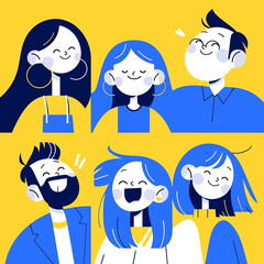 Diversity and Joy: A vibrant graphic illustration features a diverse group of individuals, radiating happiness and unity with bright colors and dynamic compositions.