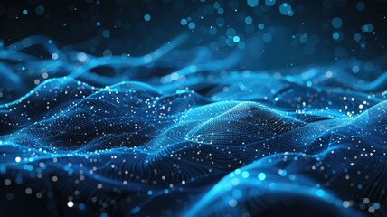 Abstract picture micro light sparkling particle represent data flow. Vivid flowing wave with high tech texture, create digital effect scene perfect for energetic and fantasy wallpaper design. AIG53.