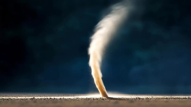 Dust whirlwind tornado sand nature dry wind weather outdoors dramatic scene as swirling dust devil rises from ground dry arid landscape, spinning wind and sand dynamic natural phenomenon with