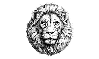 Engraved Lion Vintage Design, Intricate Hand-drawn Illustration, Rustic Animal Art, Black Sketch Effect, Wild Lion Drawing, Antique Wall Decor