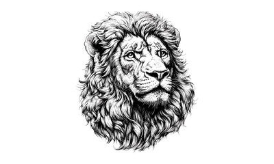 lack Sketch Lion Art, Engraved Detailed Drawing, Rustic Wildlife Decor, Antique Lion Illustration, Hand-drawn Vintage Design, Royal Wild Animal Wall Art