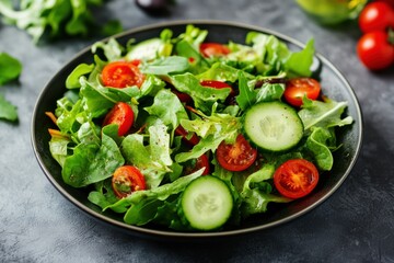 Mixed vegetable salad with tomatoes and cucumbers