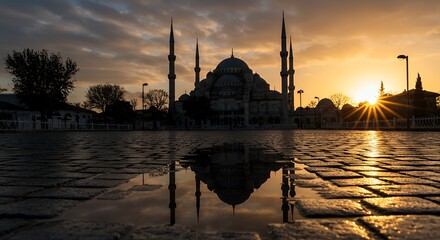 Mosque Sunrise Reflection