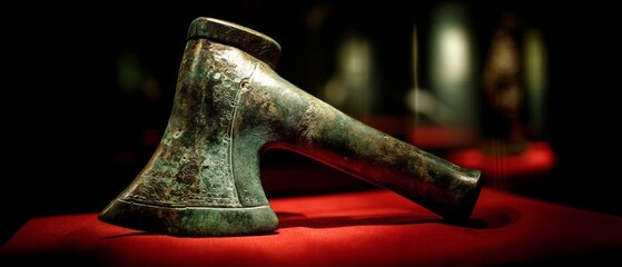An ancient stone baptismal font carved with crosses stands in the dim light of an old cave, whispering tales of faith and tradition.