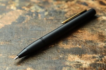 Black ink pen resting on a notepad