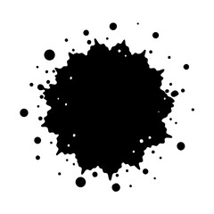 Black ink blotches, paint splatters, and grunge texture design elements create an artistic vector illustration