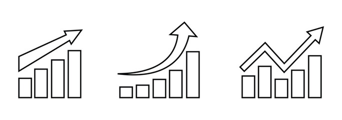 Growing graph set. Business chart with arrow. increase chart icon set.