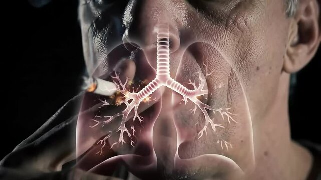 Smoking effects on lungs graphic illustration. World No Tobacco Day.