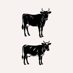 Cow vector silhouette on white background