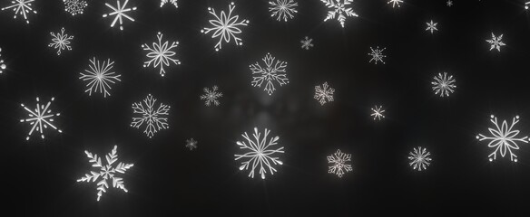 Frosty Delight: Breathtaking 3D Illustration of Falling Christmas Snowflakes