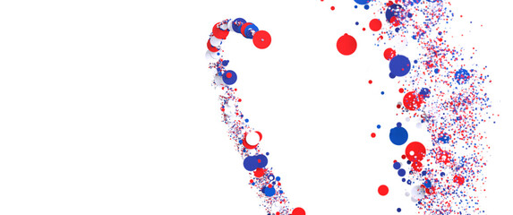 Festive background with confetti in the shape of stars in the color of the American flag.