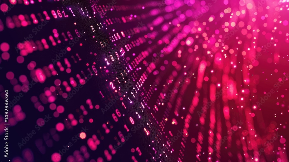 Poster abstract picture micro light sparkling particle represent data flow vivid flowing wave with high tec
