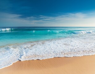 Fototapeta premium beautiful sandy beach and soft blue ocean wave