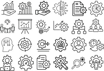 Fototapeta premium 24 optimization icon set vector illustration on transparent background.