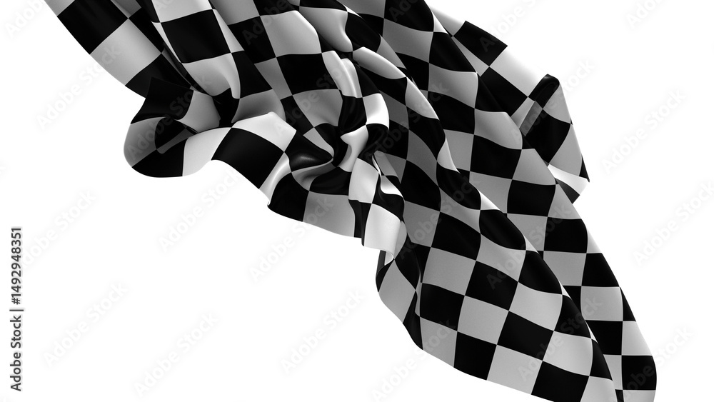 Aufkleber the checkered flag waves in the wind signaling the end of a race victory is in sight