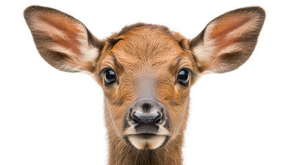 Fototapeta premium Close-up of Adorable Fawn Face with PNG Transparent Background Isolated