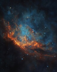 Naklejka premium Dramatic nebula in deep space with vibrant colors and cosmic dust clouds from a high angle abstract view
