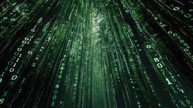 This green matrix style background offers a futuristic digital look, perfect for commercial proposals and technology projects. Ideal for enhancing visuals.