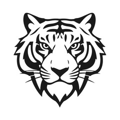 Tiger head vector, wild animal face, tribal tiger design, jungle predator art, feline emblem icon