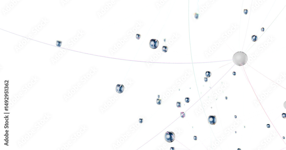 Poster Abstract connected dots and lines. Concept of AI technology, Motion of digital data flow.