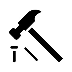 Hammer and nails tool icon. Hammer with nails facilitating construction tasks.