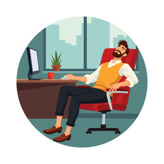 Exhausted person sleeping while working Vector illustration. EPS 10 file