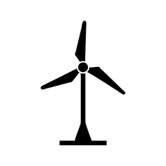 Wind turbine energy icon. Turbine with blades generating renewable power source.