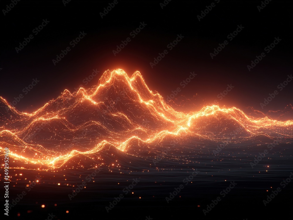 Poster glowing zigzag visualization of restless energy in motion