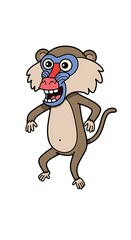 Fototapeta premium Cartoon baboon laughing hysterically standing upright