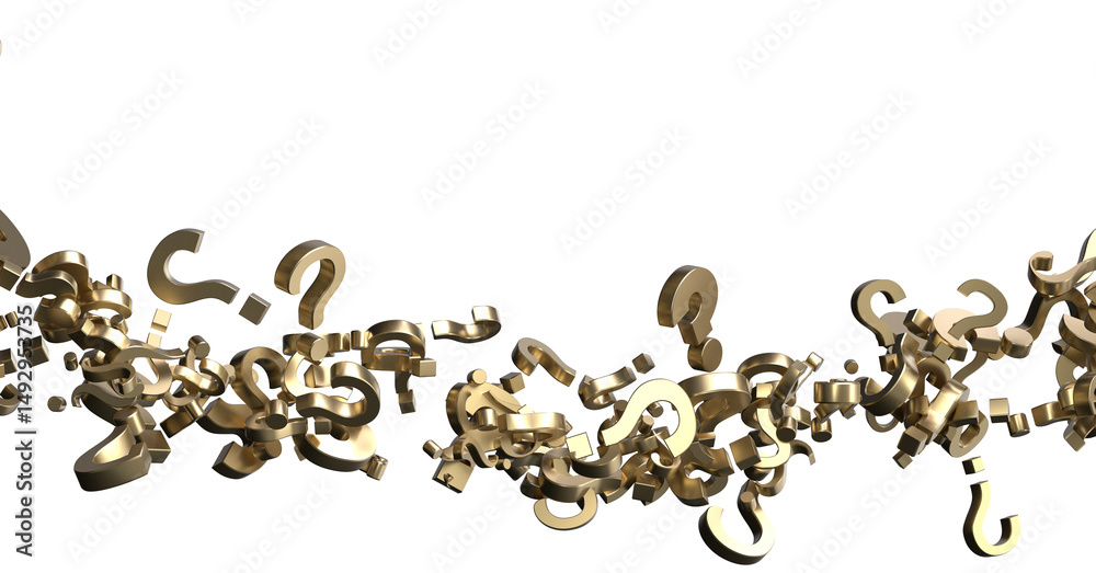 Poster infinite question marks on a plane, original three dimensional illustration.