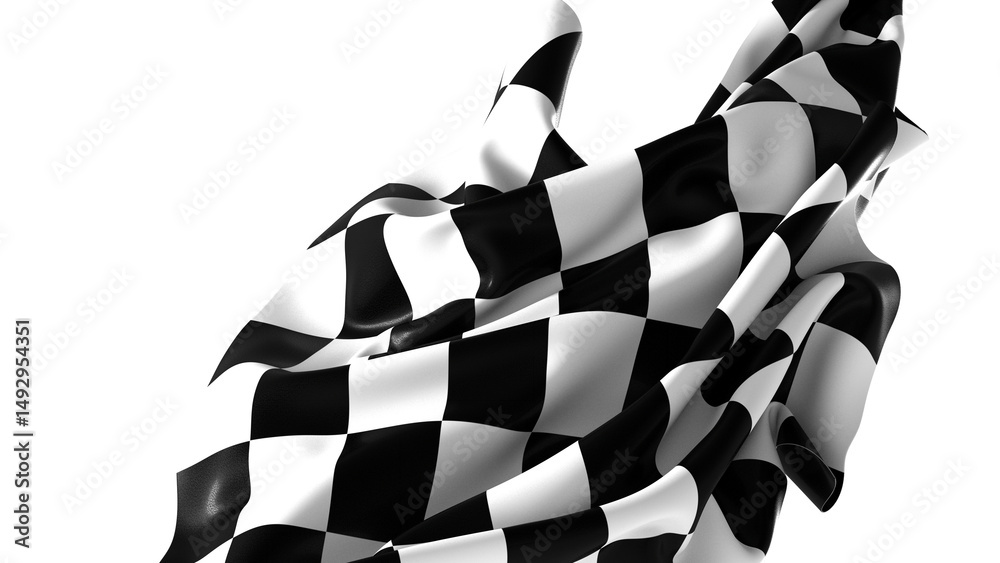 Aufkleber the checkered flag waves in the wind signaling the end of a race victory is in sight
