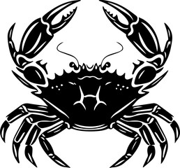 Crab Vector Icon, Minimalist Black and White Sea Animal Silhouette