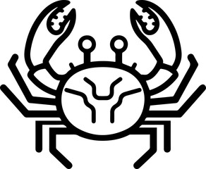 Obraz premium Crab Vector Icon, Minimalist Black and White Sea Animal Silhouette