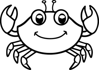Crab Vector Icon, Minimalist Black and White Sea Animal Silhouette