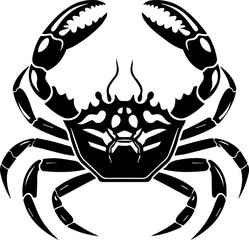Crab Vector Icon, Minimalist Black and White Sea Animal Silhouette